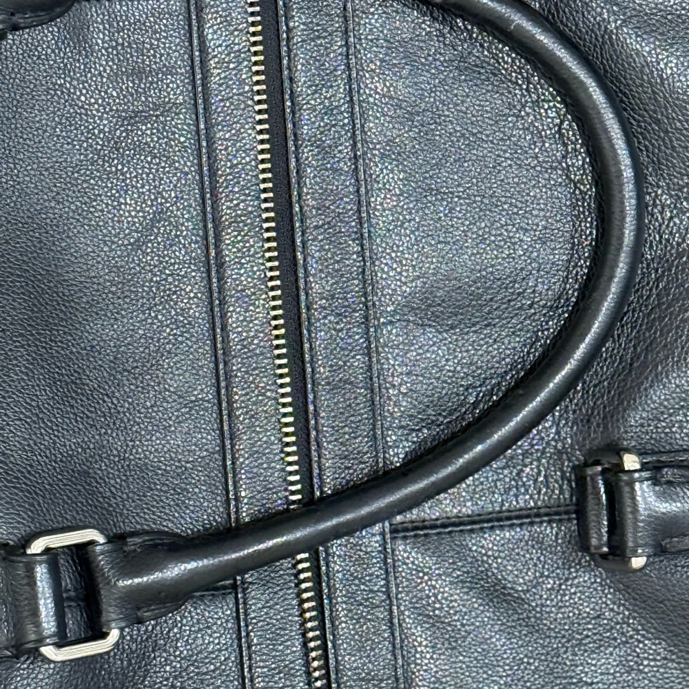 Coach Black Leather Duffle Bag with Textured Finish